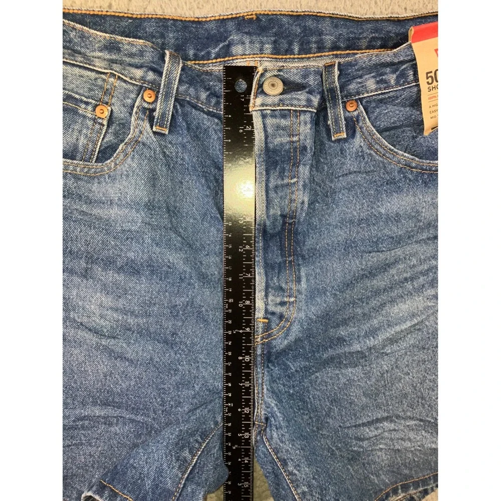 Levi's 501 Shorts Women 34 Blue High Rise Button Fly Jorts Medium Wash Timeless - Picture 13 of 16
